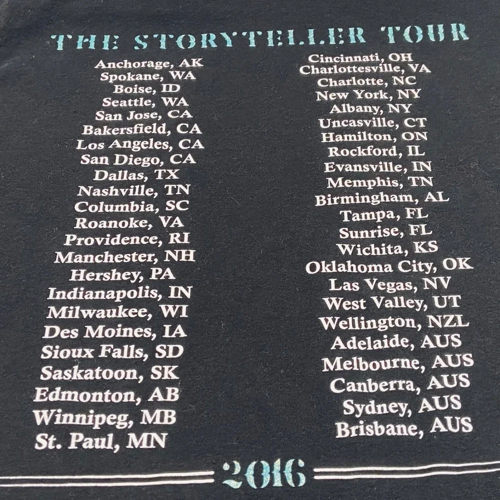 Carrie Underwood T-Shirt Adult Medium Black Story Teller Tour 2016 Concert Tee
